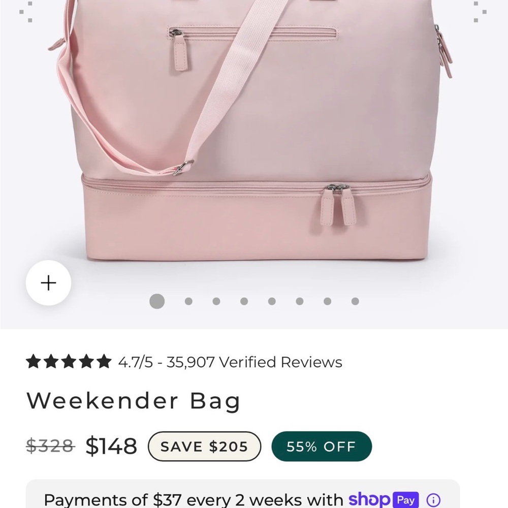 Nobl- brand new - Blush Pink Travel Weekender Bag - Spacious Two-Tone Carryall